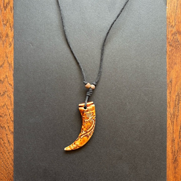 Carved Fang Sun Dragon Necklace | Adjustable - Picture 7 of 8